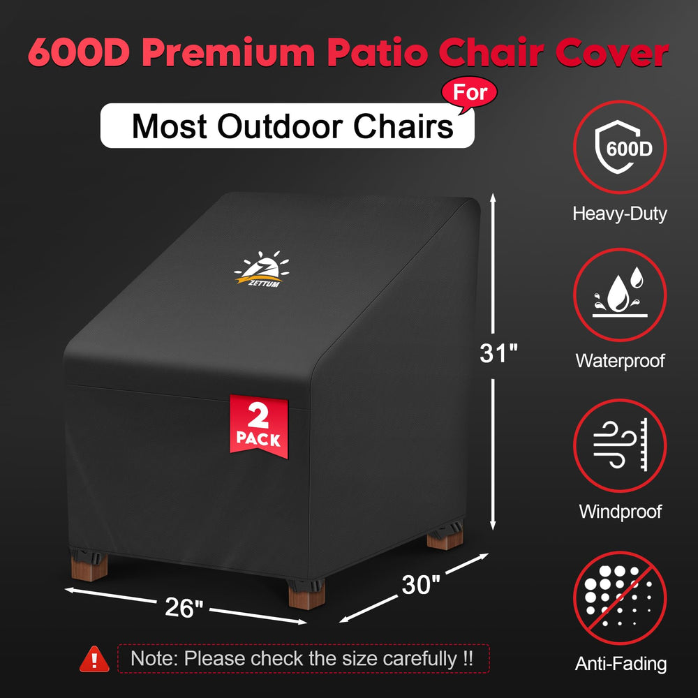 Zettum Patio Chair Cover 2 pack with quick-release buckles