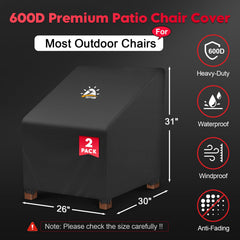 Zettum Patio Chair Cover 2 pack with quick-release buckles