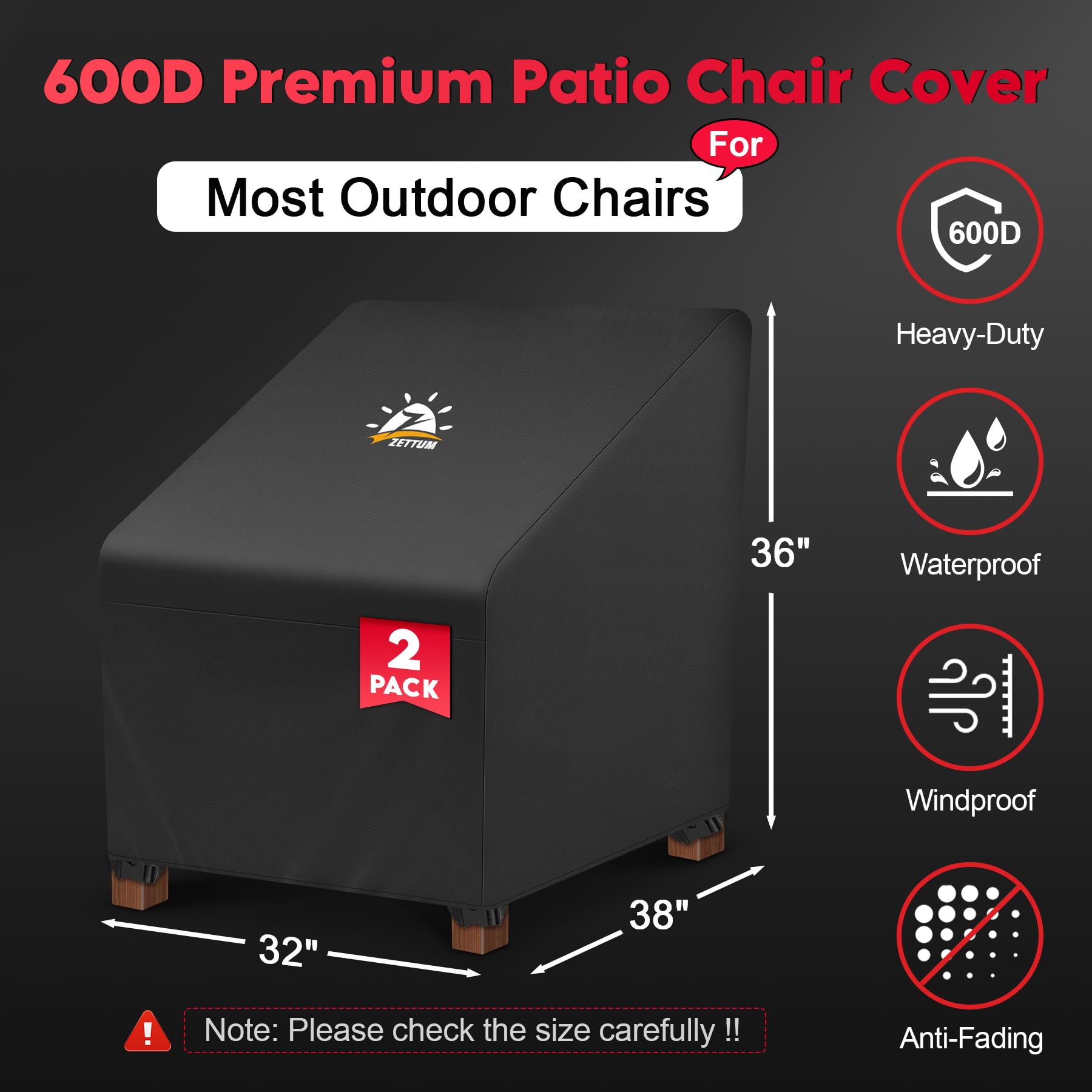 Zettum patio chair cover on outdoor furniture
