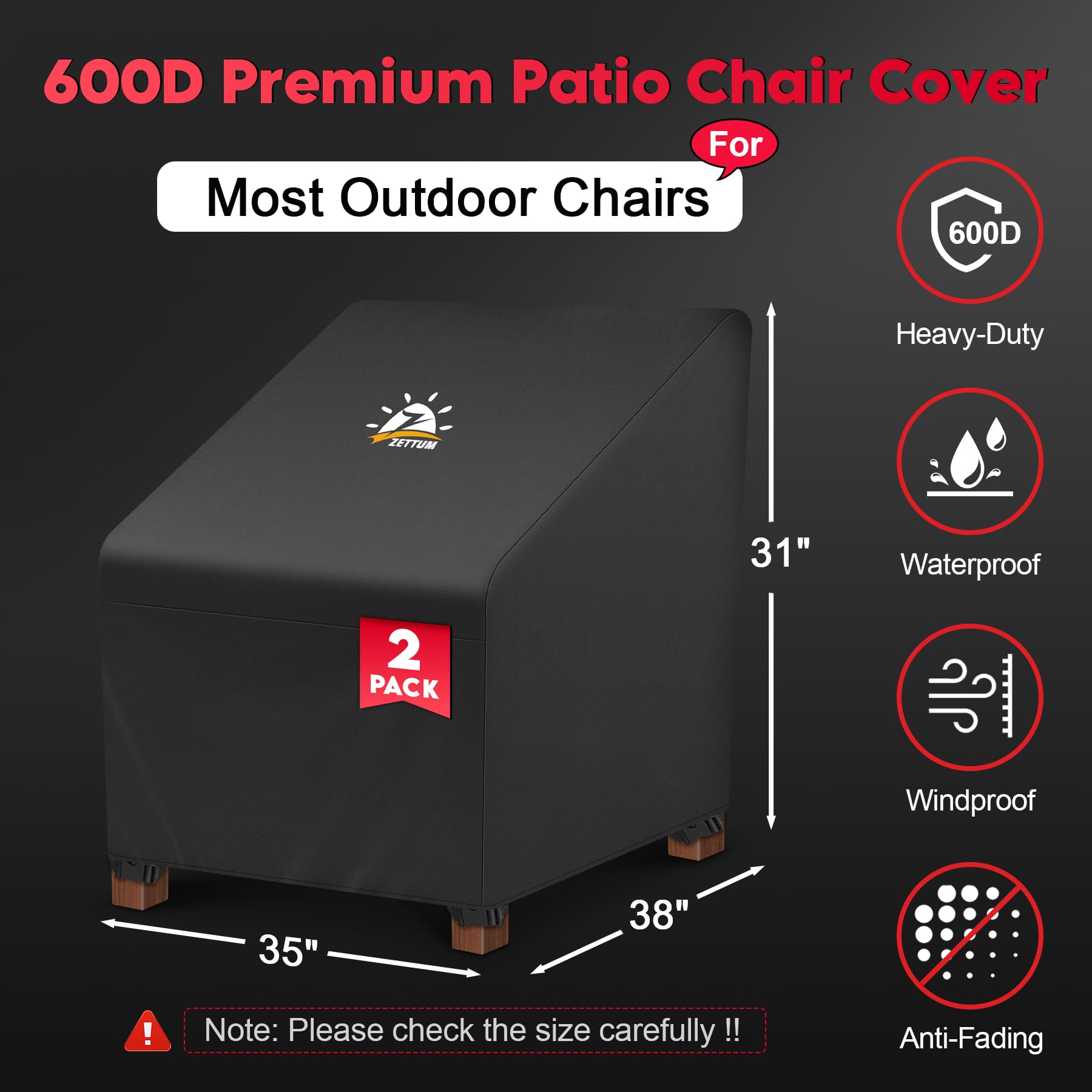 Zettum patio chair cover showing waterproof material close-up