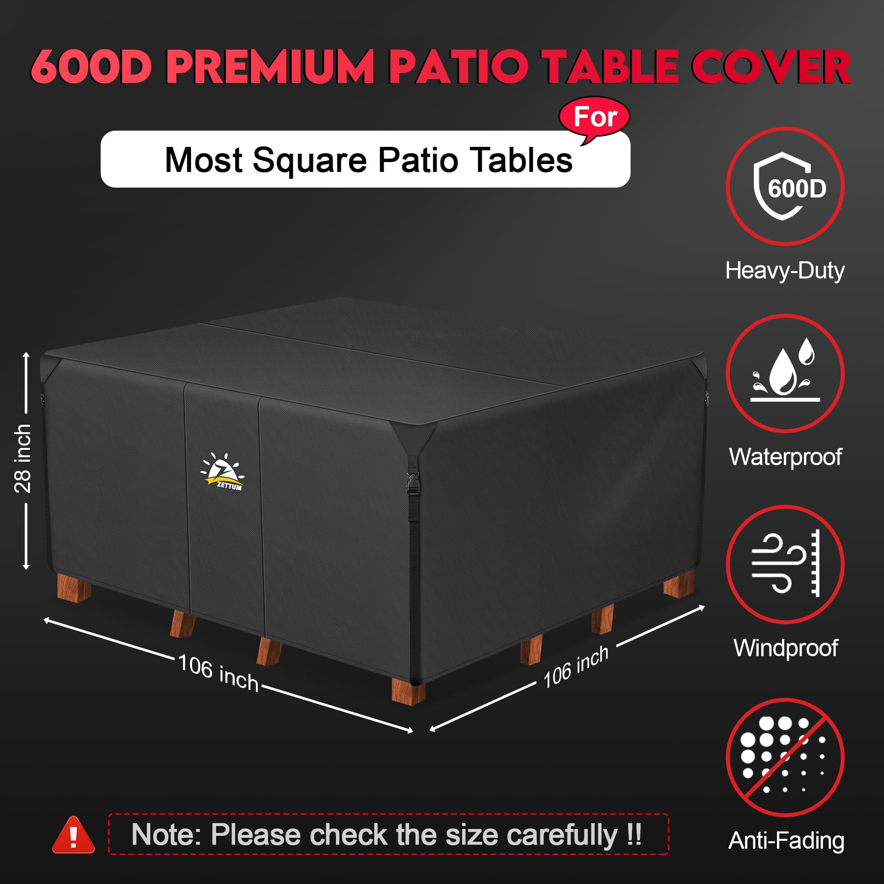 Zettum patio furniture cover on outdoor table and chairs