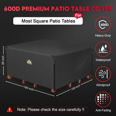Zettum patio furniture cover on outdoor table and chairs