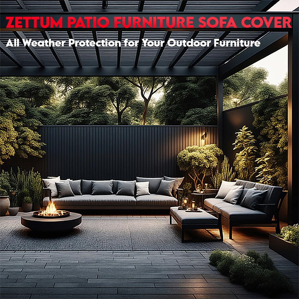 Zettum Patio Loveseat Cover 48 Inch fitted on outdoor bench
