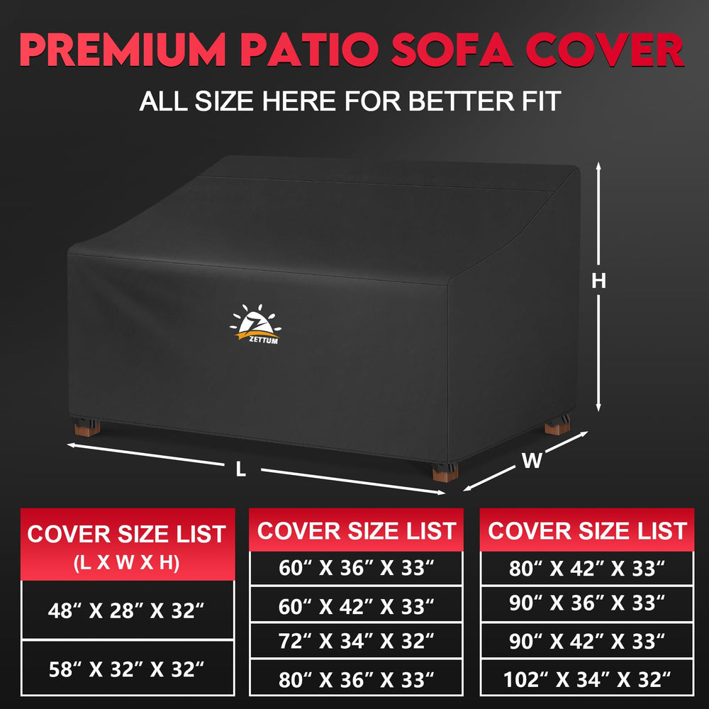 Zettum Patio Loveseat Cover 48 Inch laid over a loveseat in garden