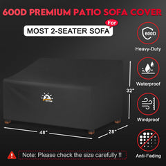 Zettum Patio Loveseat Cover 48 Inch side view showing secure buckles