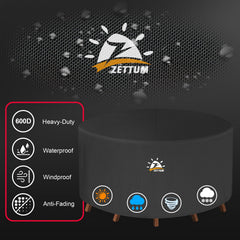 Zettum round patio cover showing waterproof material
