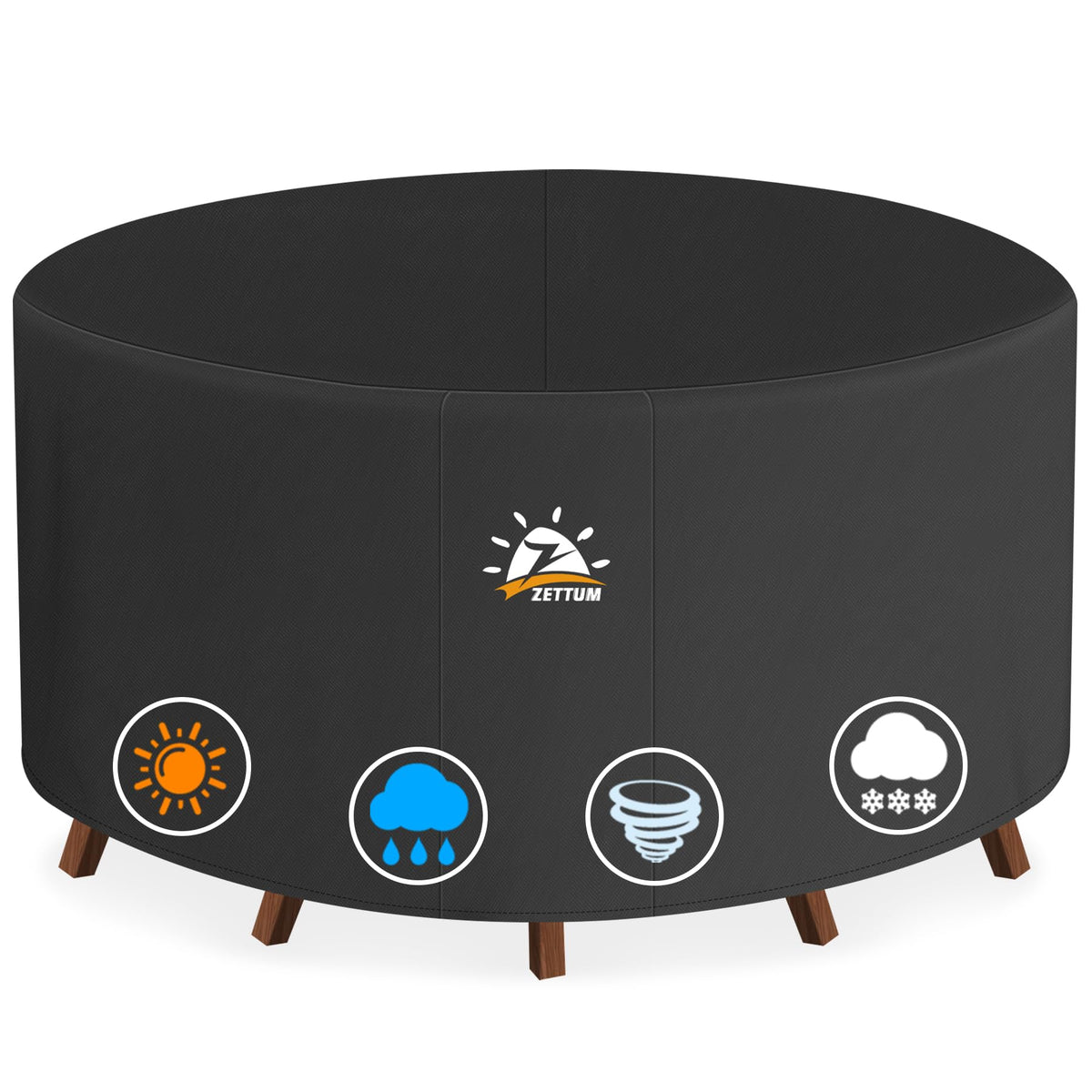 Zettum Round Patio Table Cover 96 Inch front view