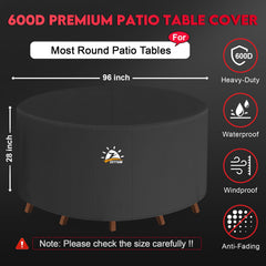 Zettum Round Patio Table Cover 96 Inch side view