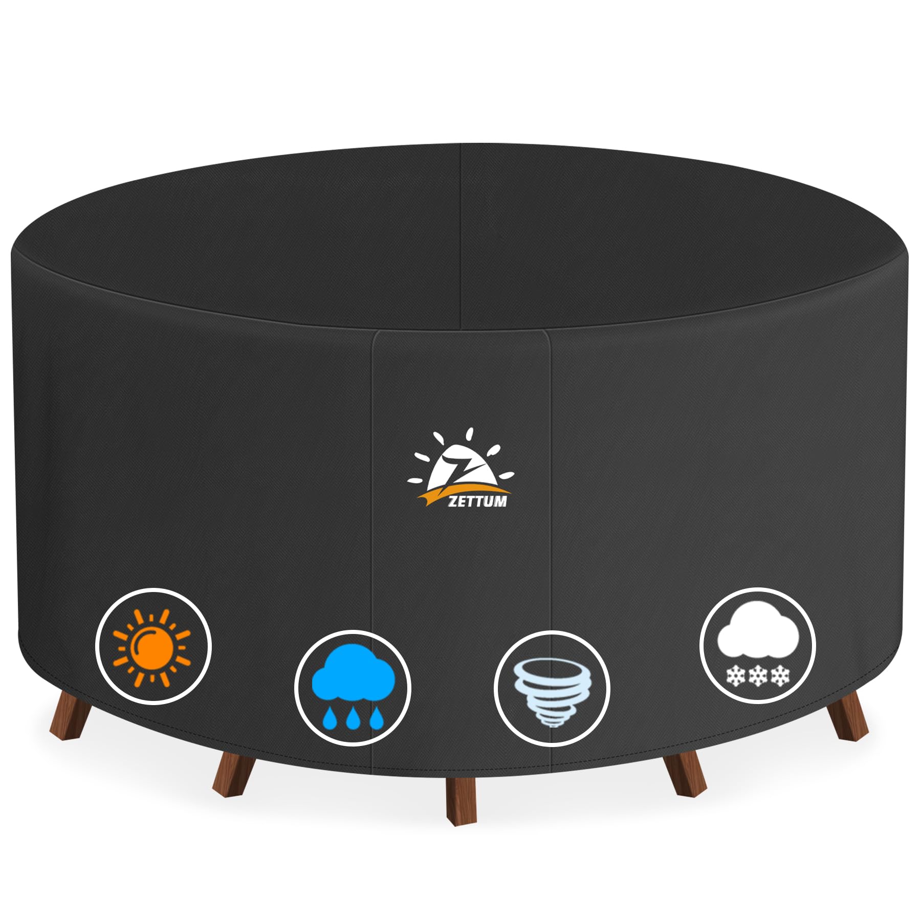 Zettum Round Patio Table Cover, black, 62 inches front view