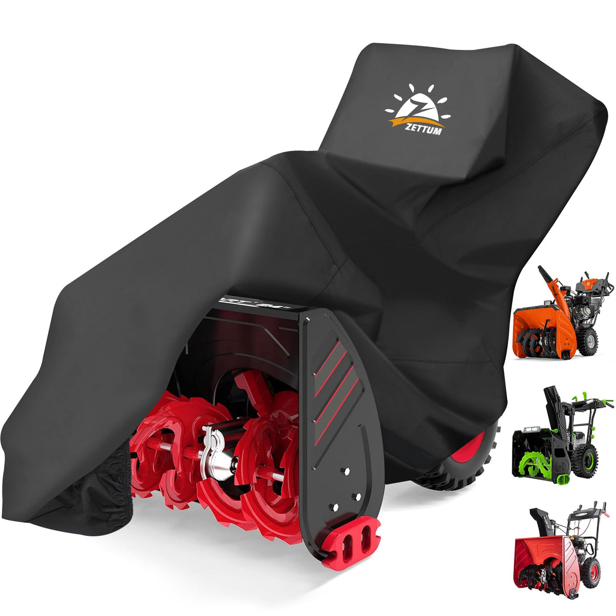 Zettum Snow Blower Cover front view in black