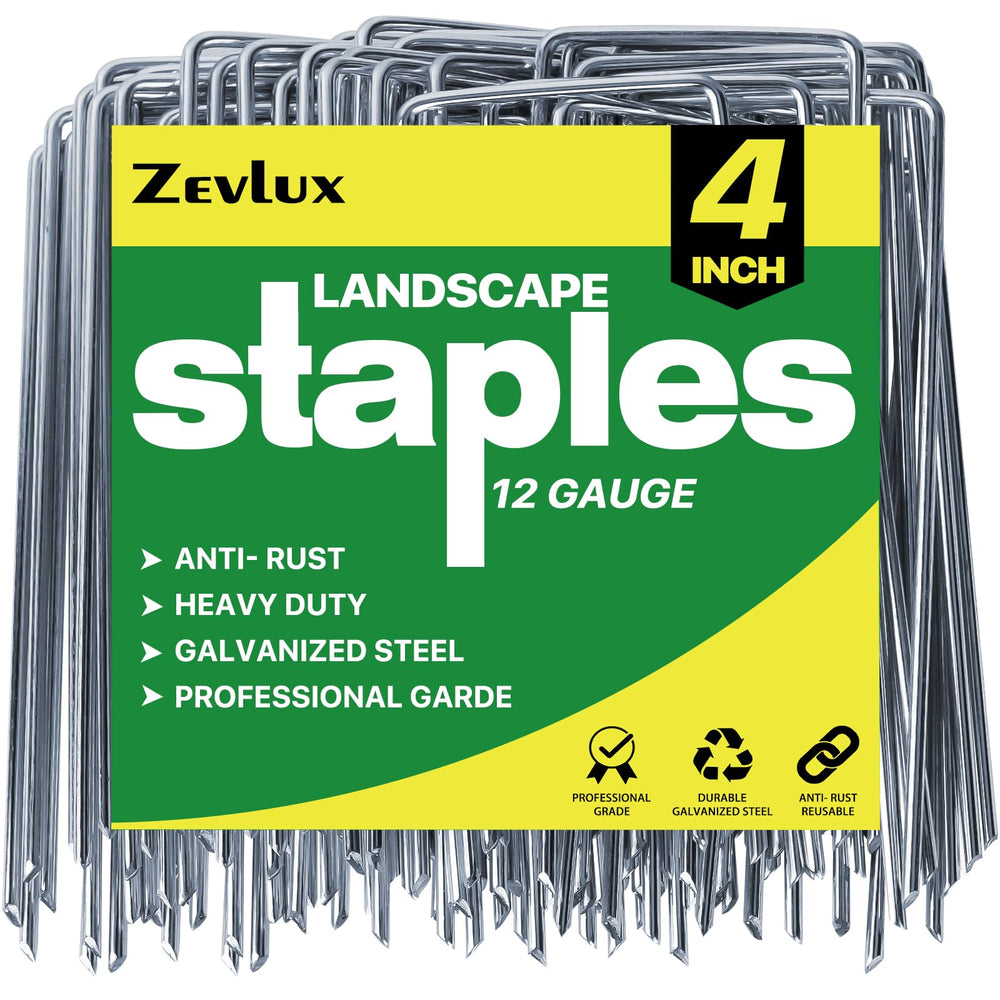 Zevlux 4 inch galvanized landscape staples in box