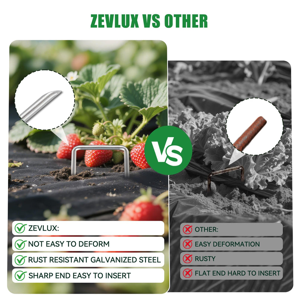 Zevlux landscape staples in a reusable storage box