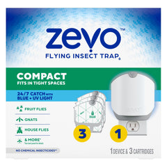 ZEVO Compact Flying Insect Trap front view with plug-in base