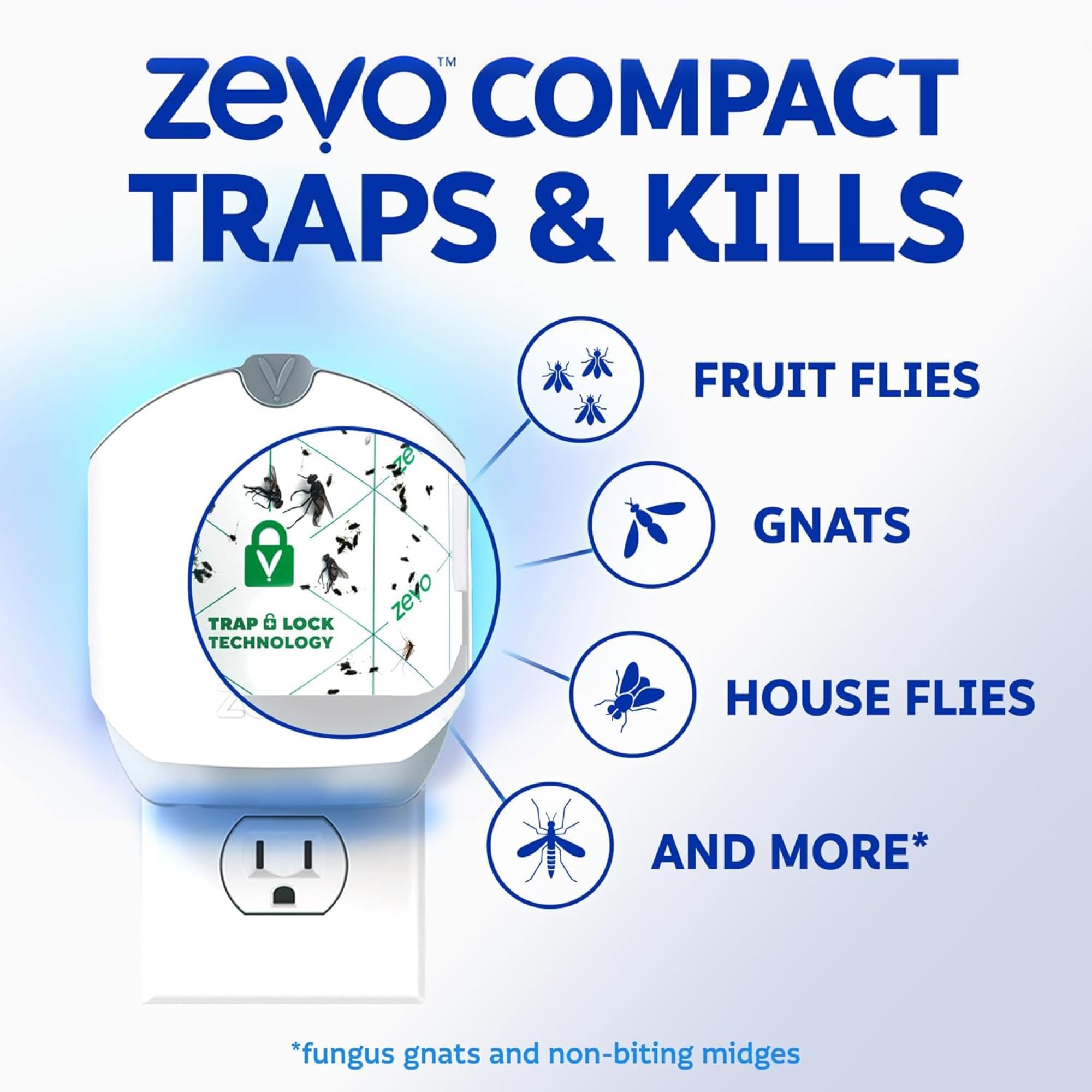 ZEVO Compact Flying Insect Trap with curved shield design