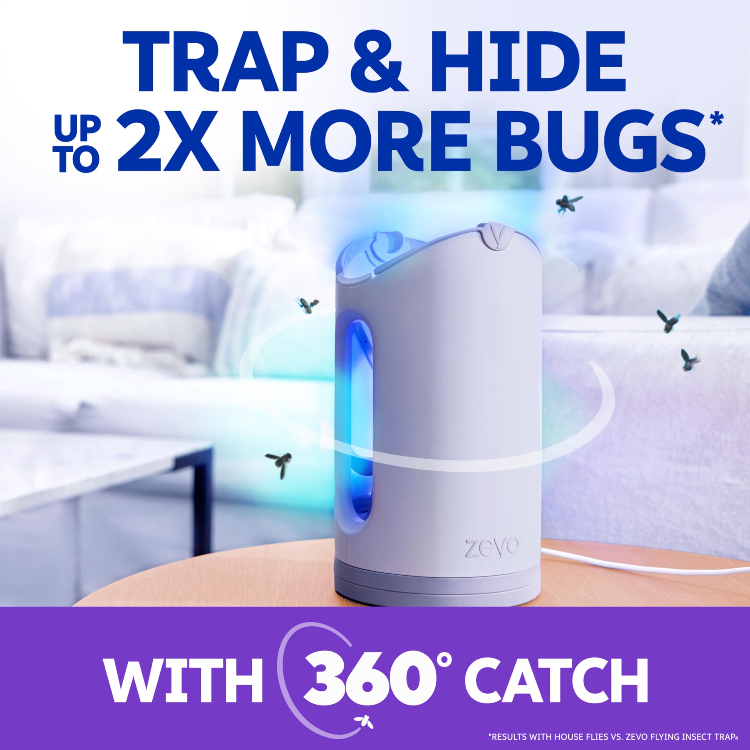 ZEVO MAX Bug Catcher showing UV light in action