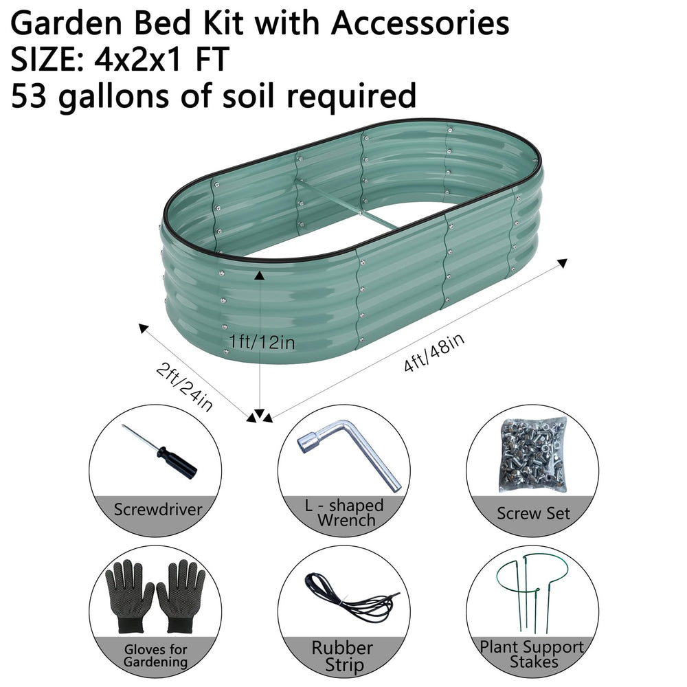 ZFHgarden 4x2x1 ft galvanized planter with soil and plants