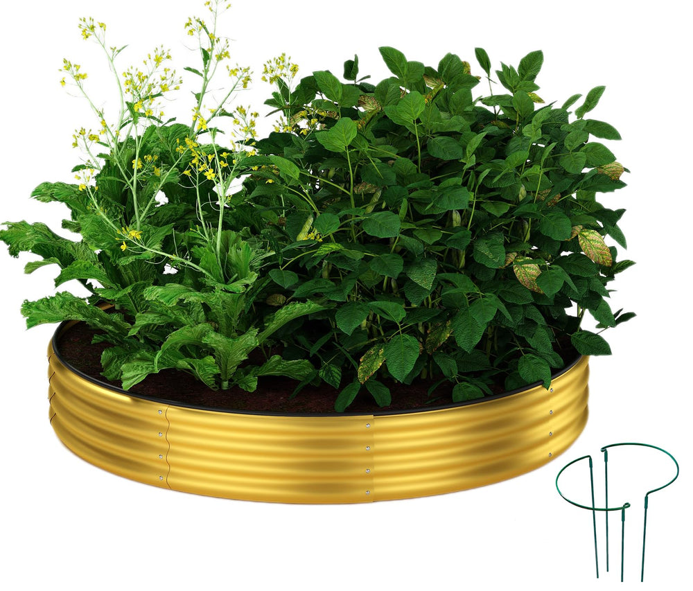 ZFHgarden Galvanized Metal Planter 3x3x1FT front view in gold
