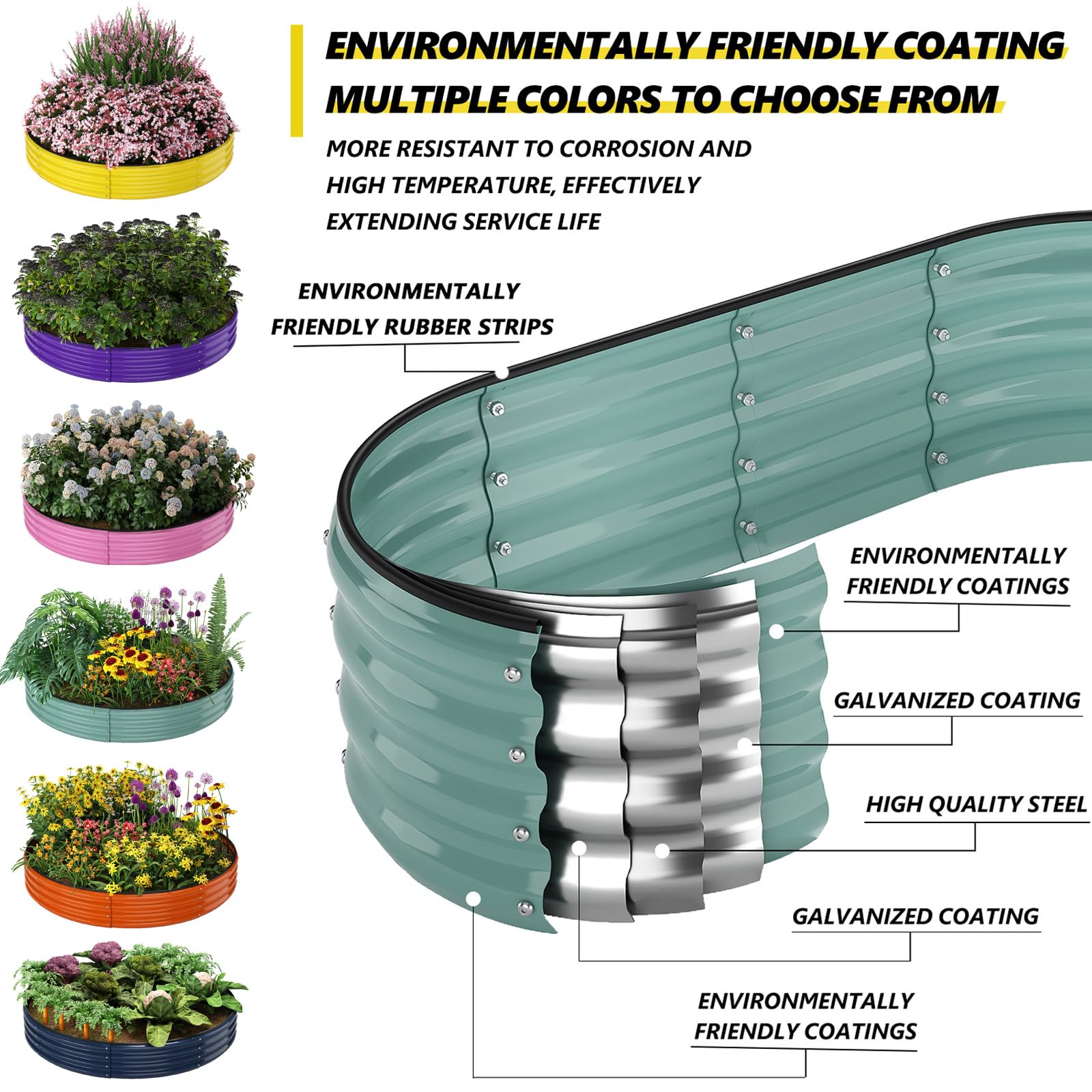 ZFHgarden Galvanized Metal Planter 3x3x1ft side view