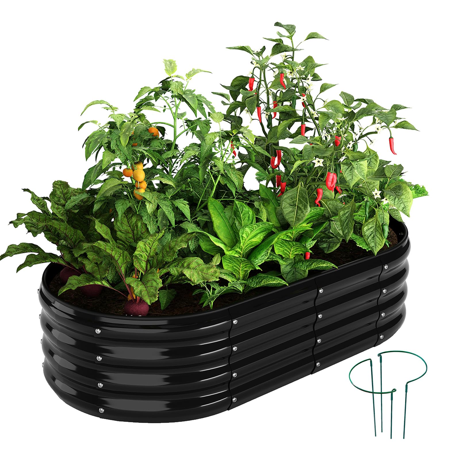 ZFHgarden Galvanized Metal Planter 4x2x1ft in black