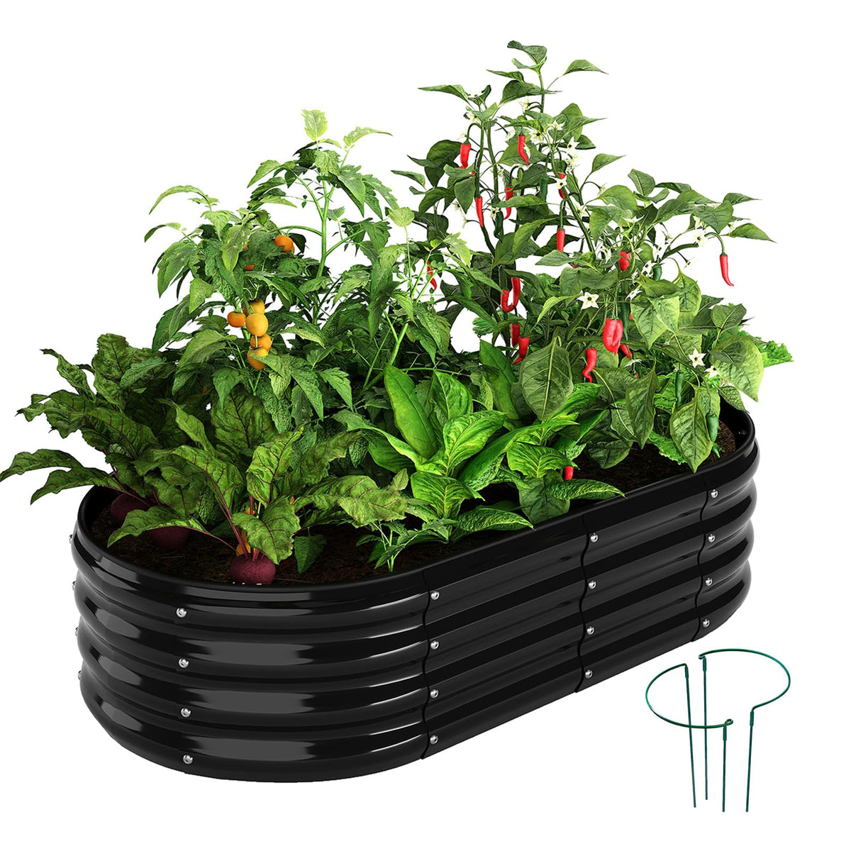 ZFHgarden Galvanized Metal Planter 4x2x1ft in black