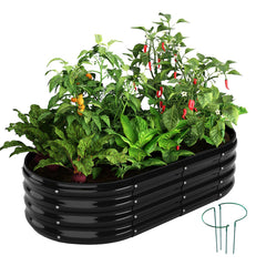 ZFHgarden Galvanized Metal Planter 4x2x1ft in black