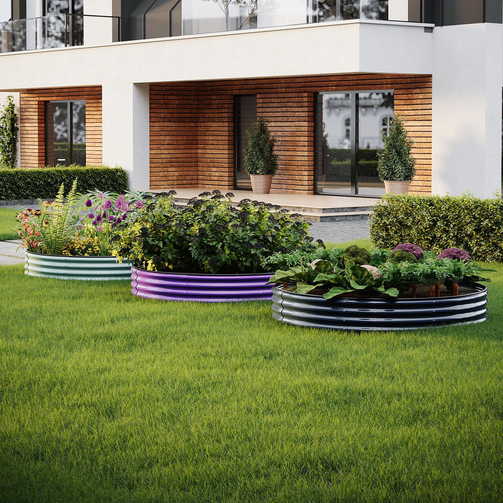 ZFHgarden Galvanized Metal Planter in a garden setting
