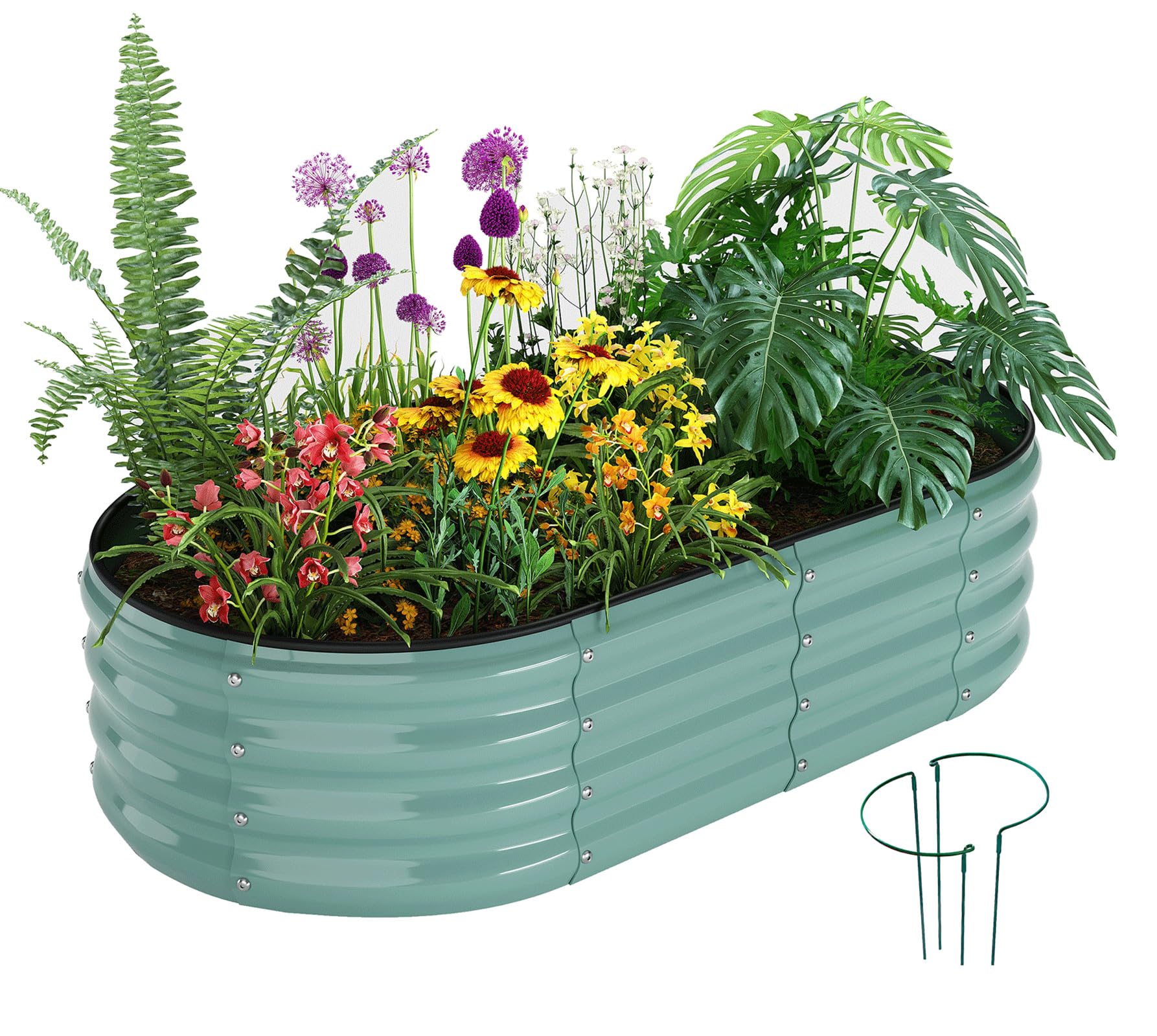 ZFHgarden galvanized metal planter raised garden bed front view
