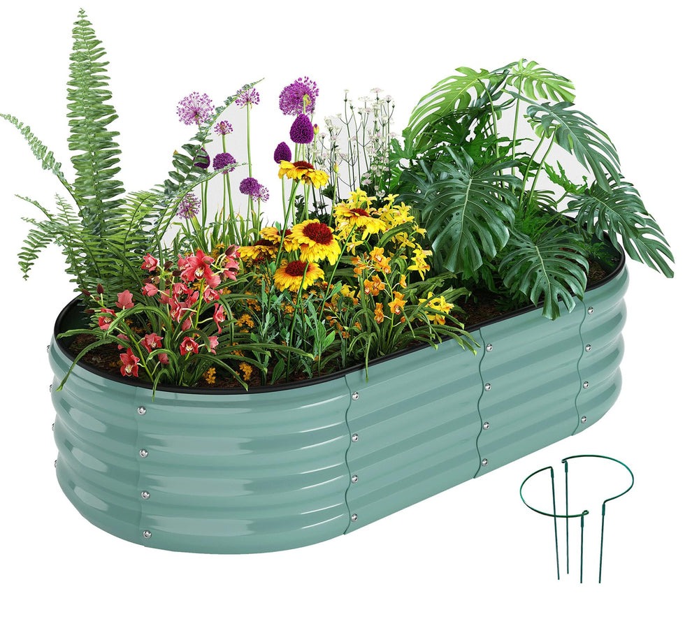 ZFHgarden galvanized metal planter raised garden bed front view