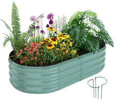 ZFHgarden galvanized metal planter raised garden bed front view
