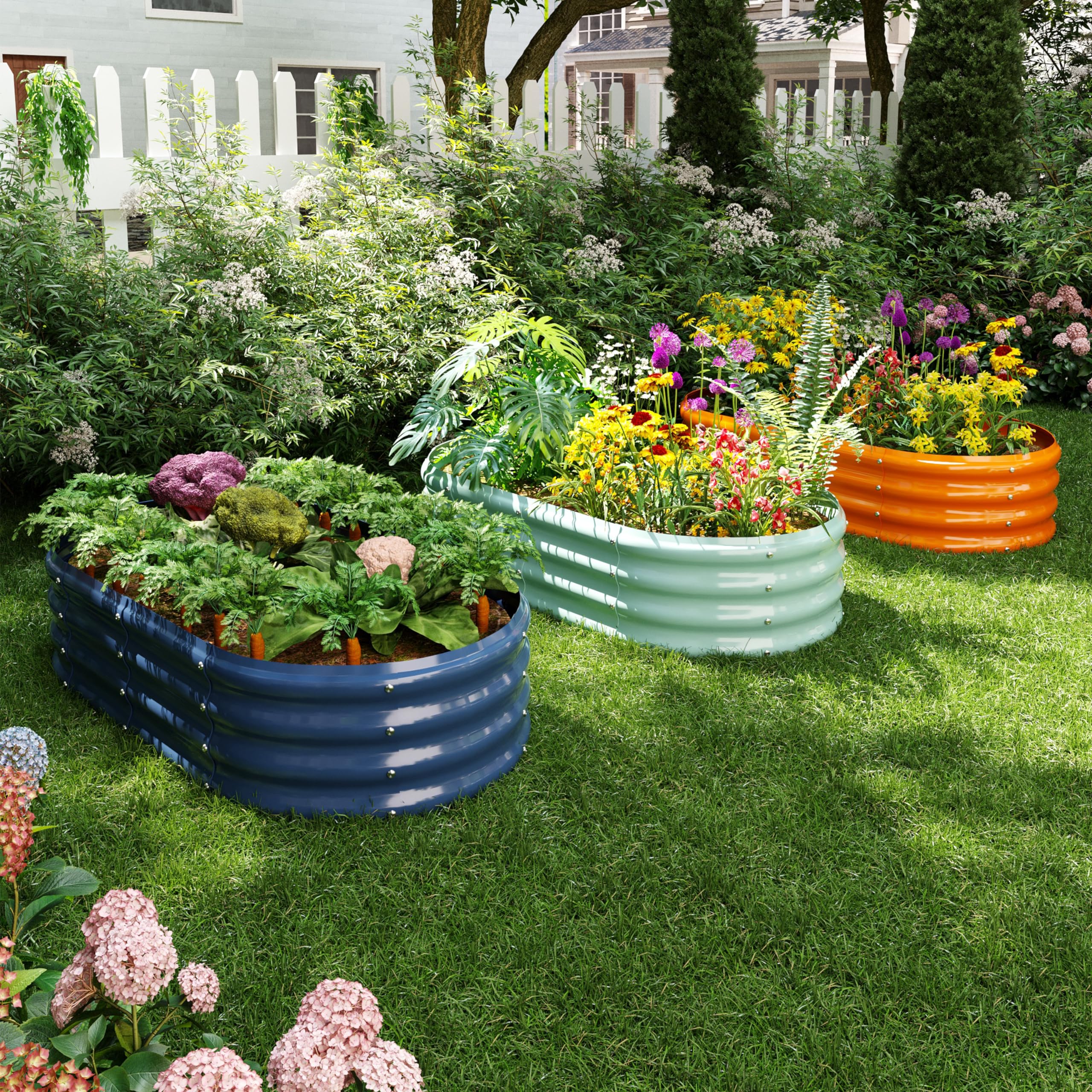 ZFHgarden galvanized metal planter side view