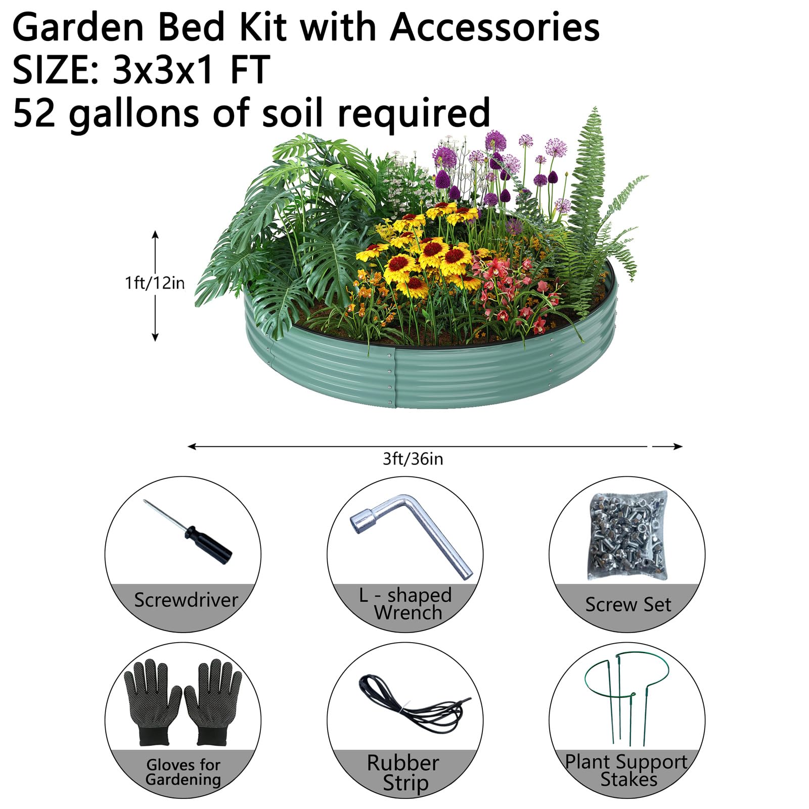 ZFHgarden Galvanized Metal Planter with soil and plants