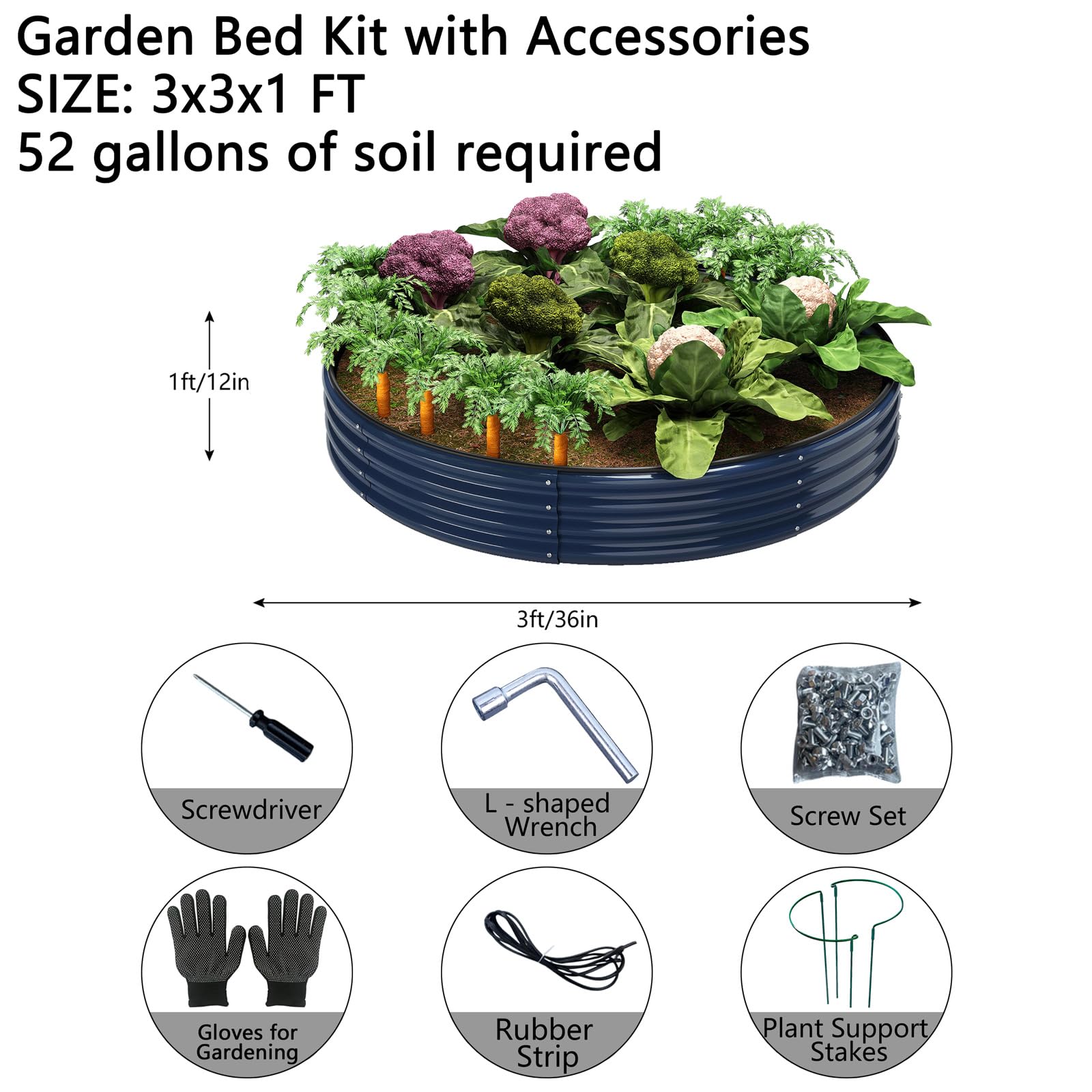 ZFHgarden metal planter with soil and plants