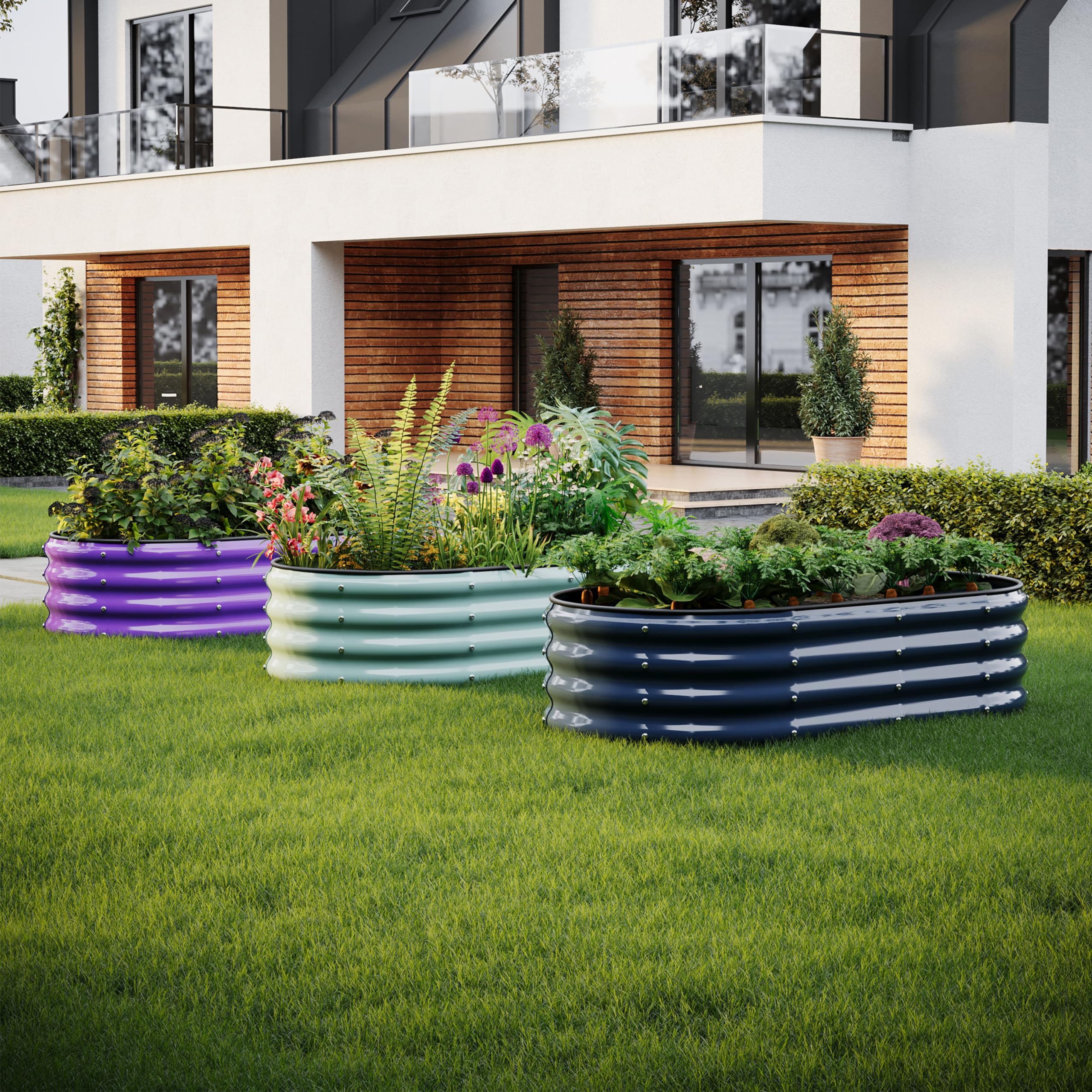 ZFHgarden planter with lush plants and flowers