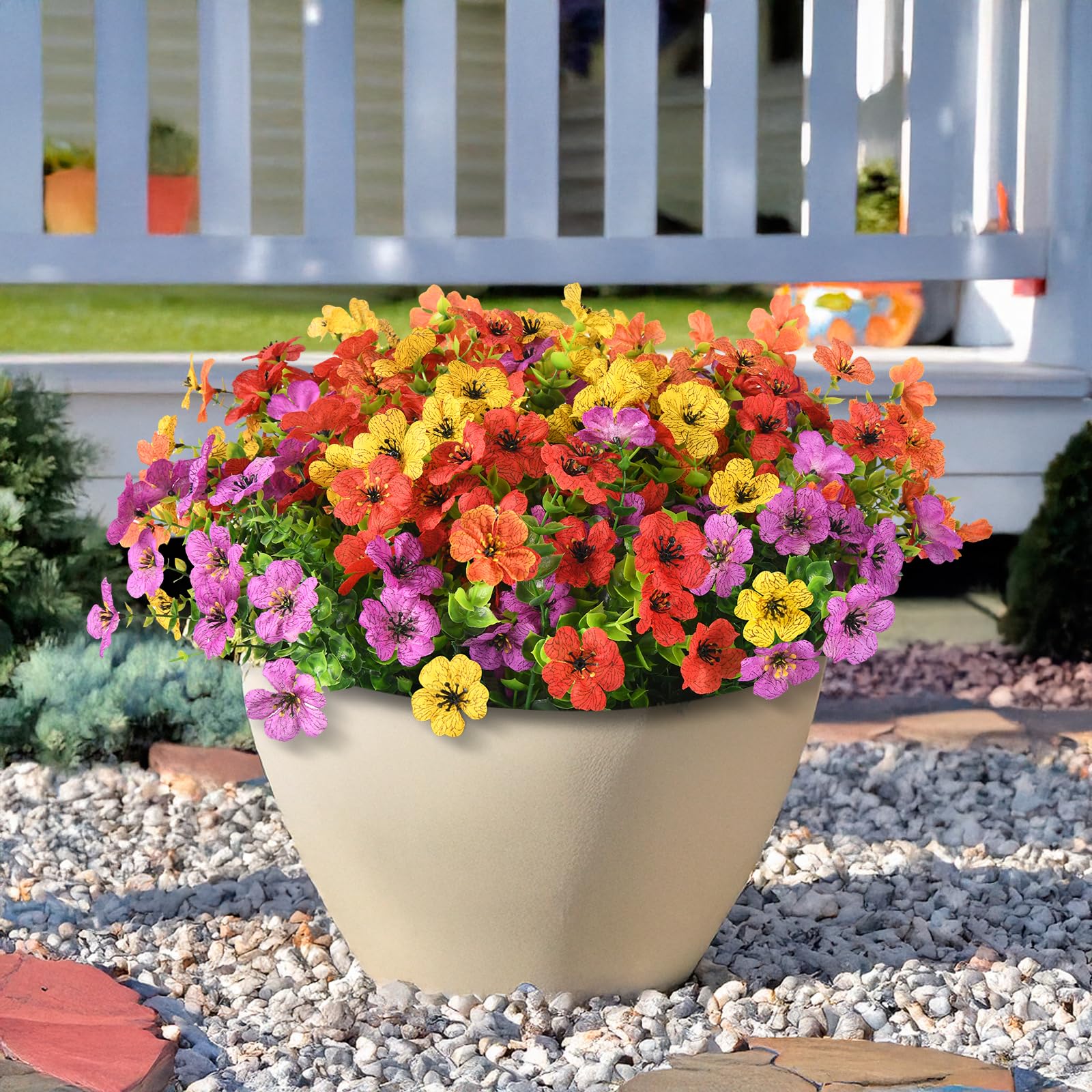 ZFProcess hanging flowers basket assembled size showcasing realistic flowers