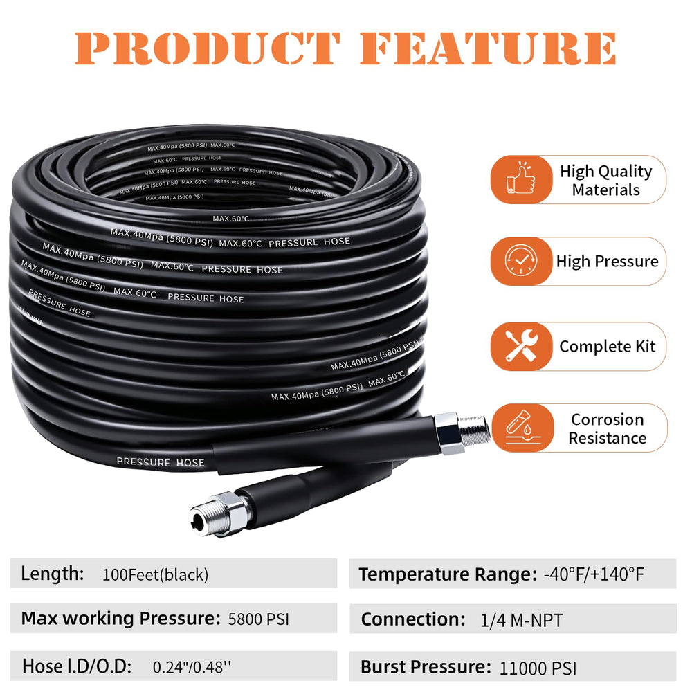 Zgqmcgy sewer jet hose 100FT with quick connect plug