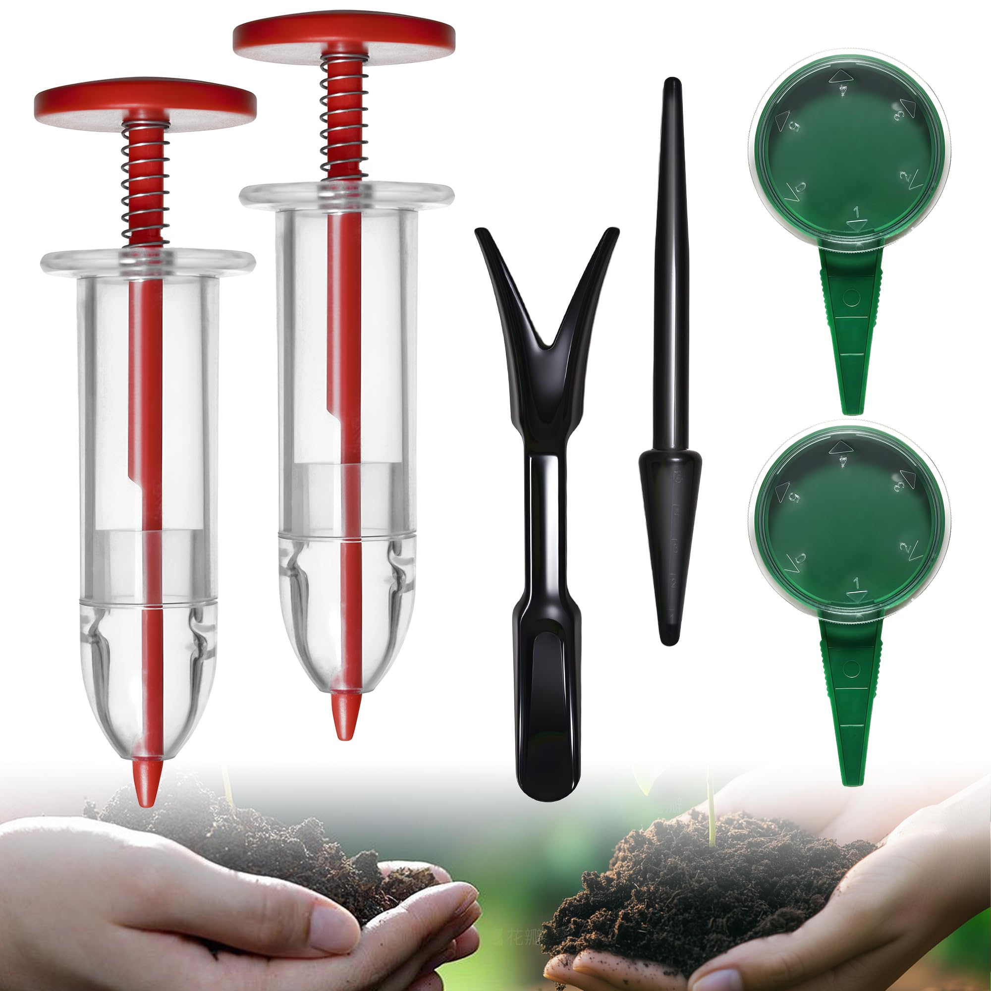 ZhenD Mini Seed Spreader Set, front view with assorted colours