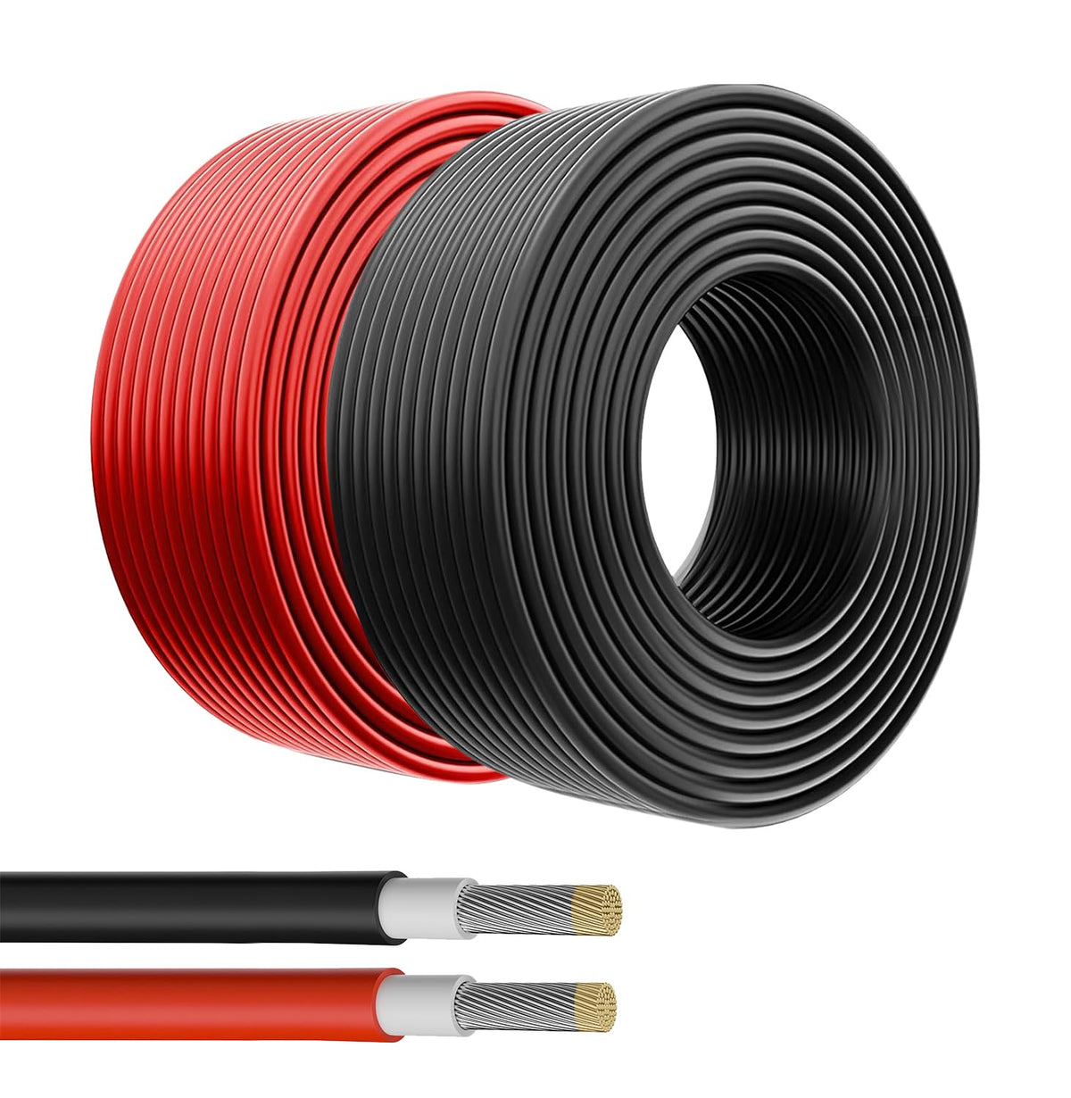Zhong Hua Jiang Solar Panel Wire 12AWG black and red 30ft cables front view