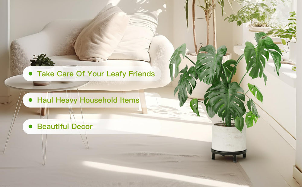 Zhongma black metal plant stand with potted plant