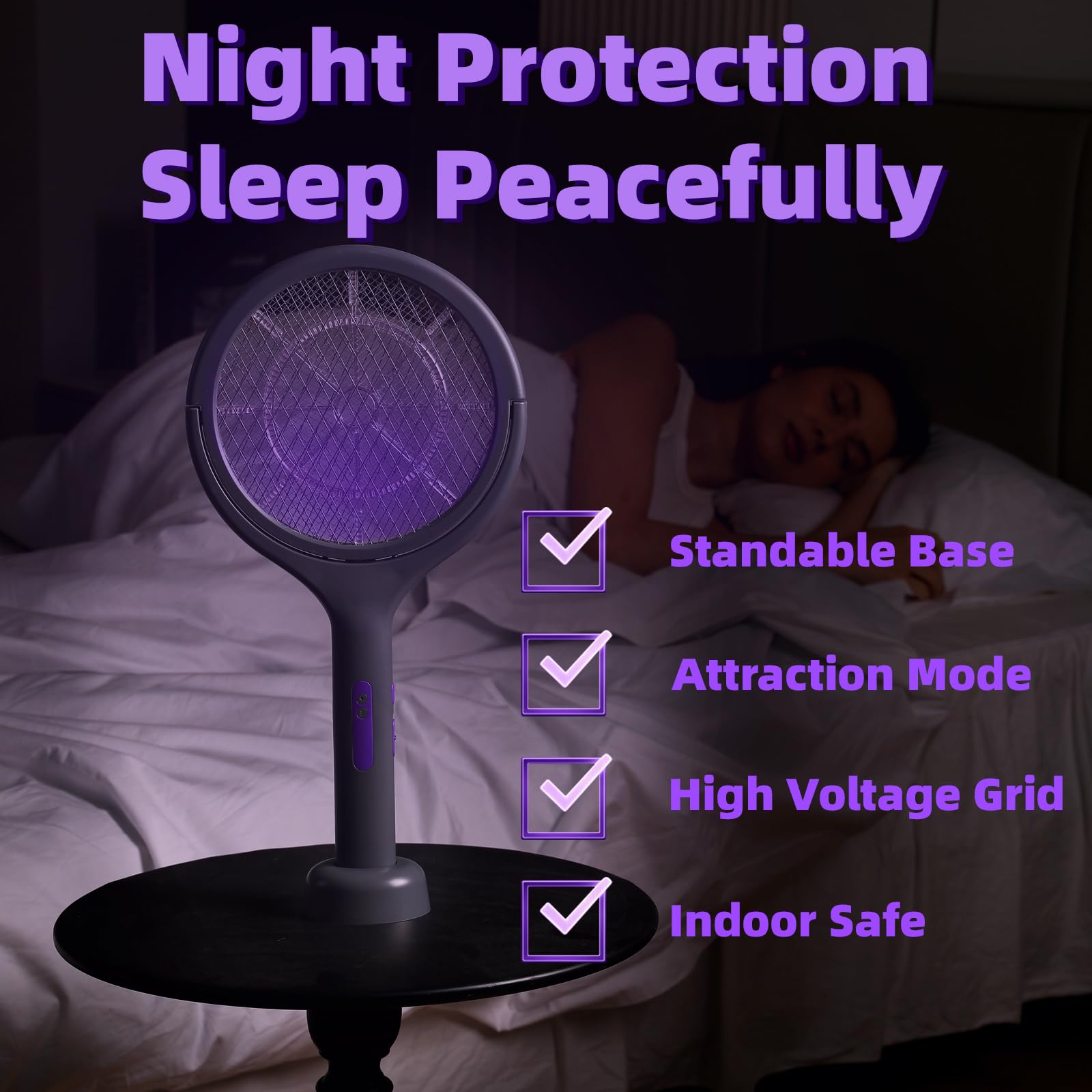 ZHOU HE Rechargeable Electric Fly Swatter in outdoor setting
