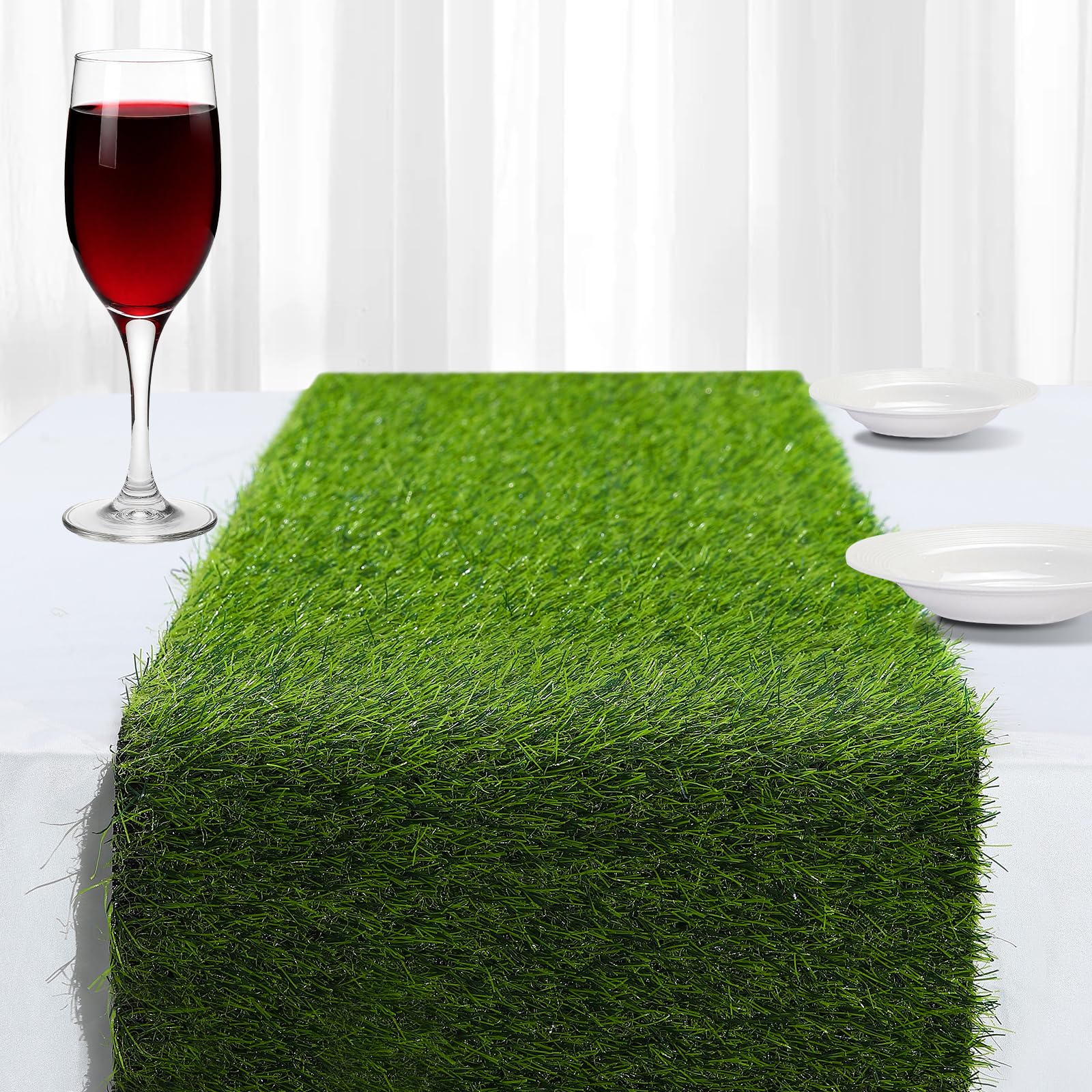 ZHOUXITU 13x84 inches artificial grass table runner green colour
