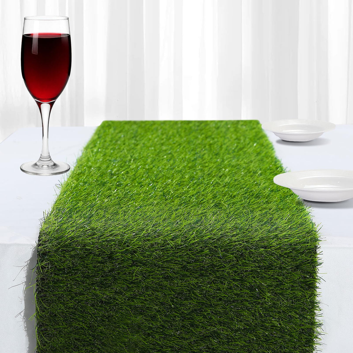 ZHOUXITU 13x84 inches artificial grass table runner green colour