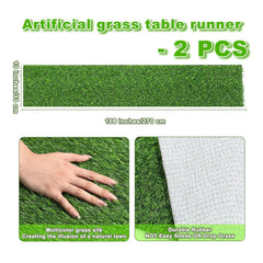 ZHOUXITU Artificial Grass Table Runner displayed at a party