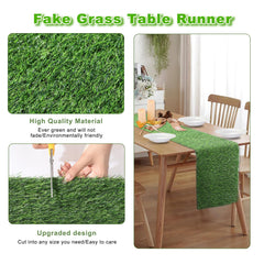 ZHOUXITU Artificial Grass Table Runner in outdoor setting