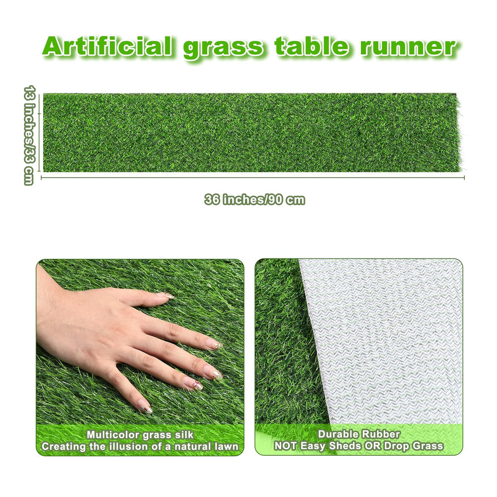 ZHOUXITU artificial grass table runner on a dining table