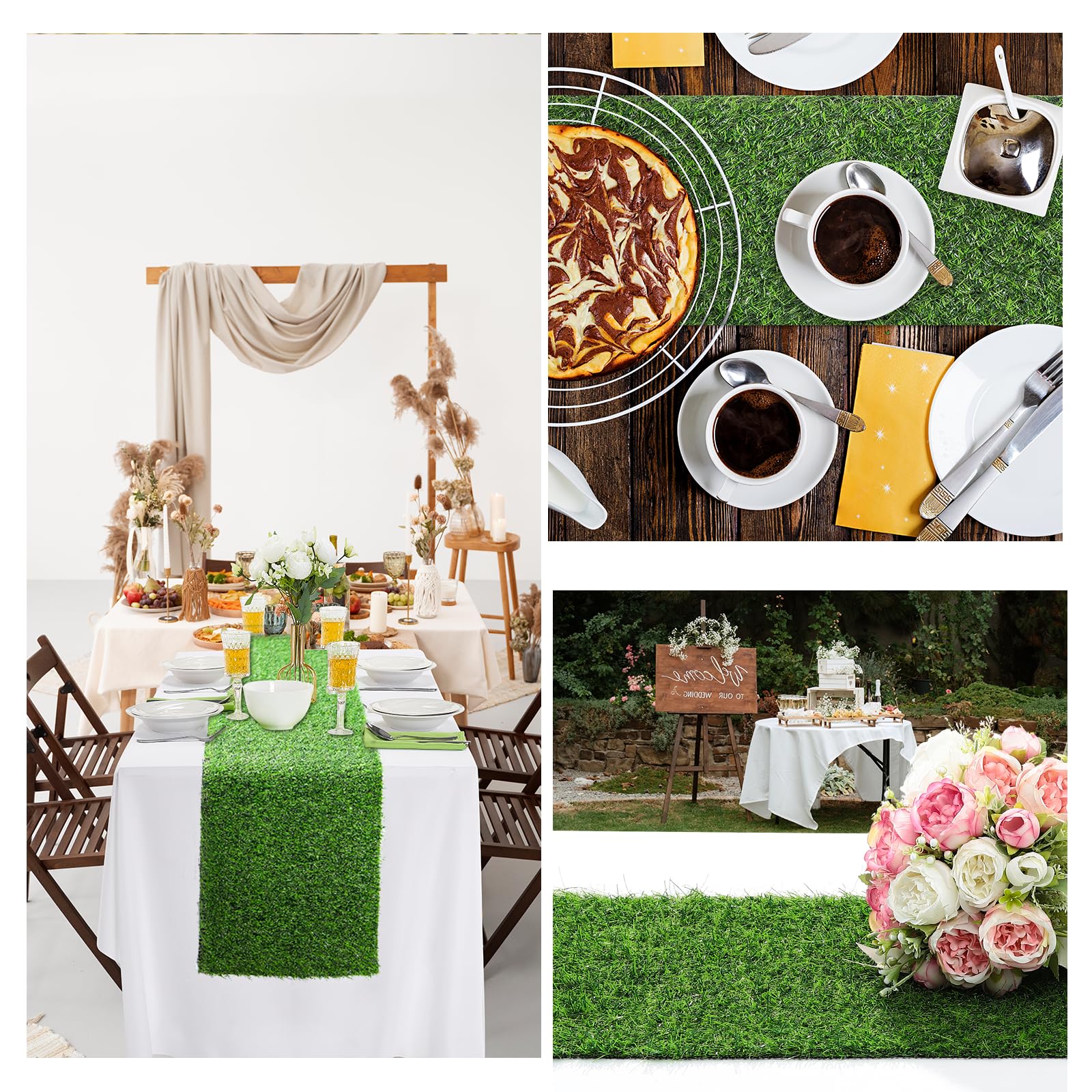 ZHOUXITU artificial grass table runner rolled up for storage