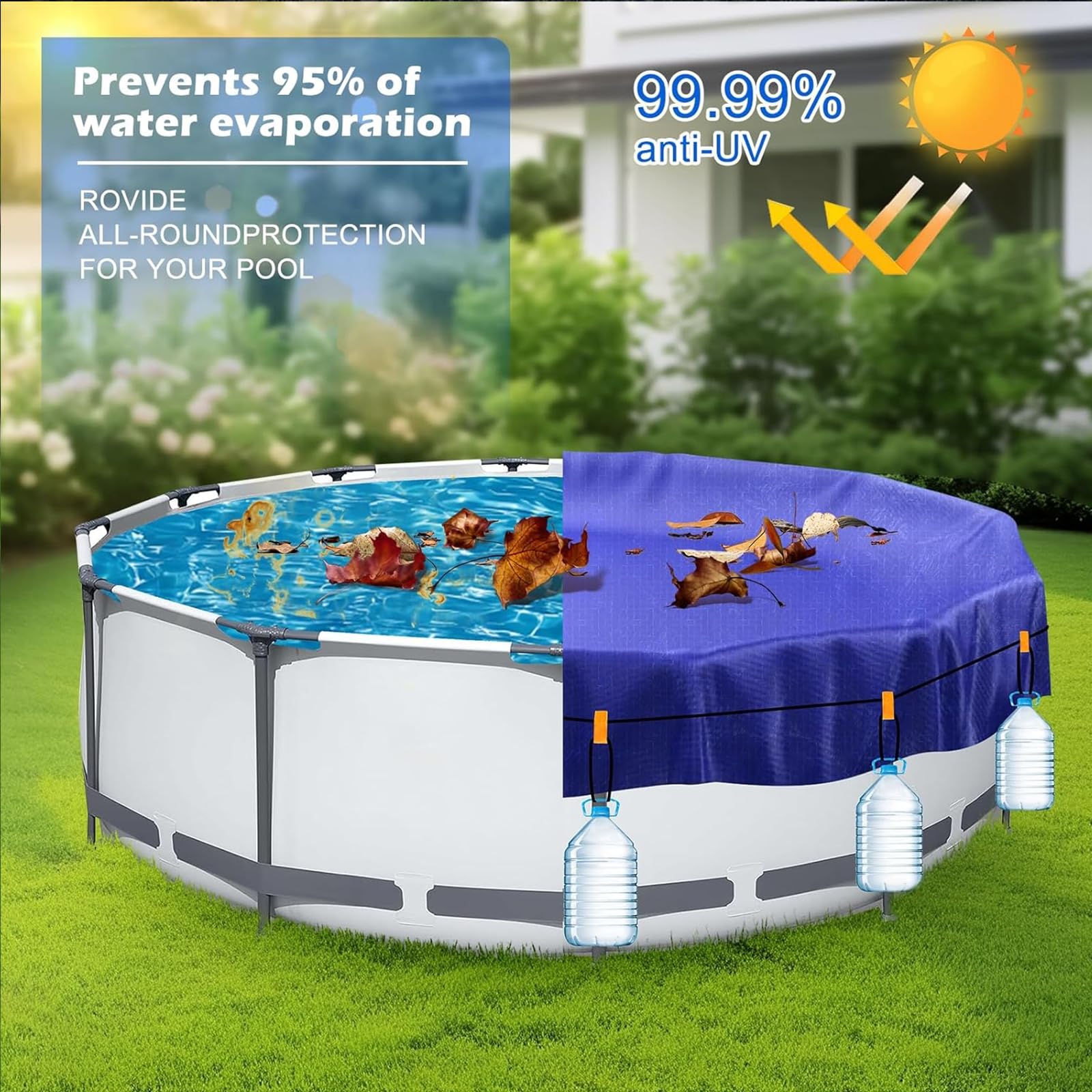 ZHSX 10ft Round Winter Pool Cover on a snowy day