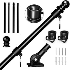 ZHULI 5 FT Flag Pole Kit with black stainless steel finish