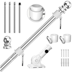 ZHULI 5 FT flag pole with stainless steel finish, front view