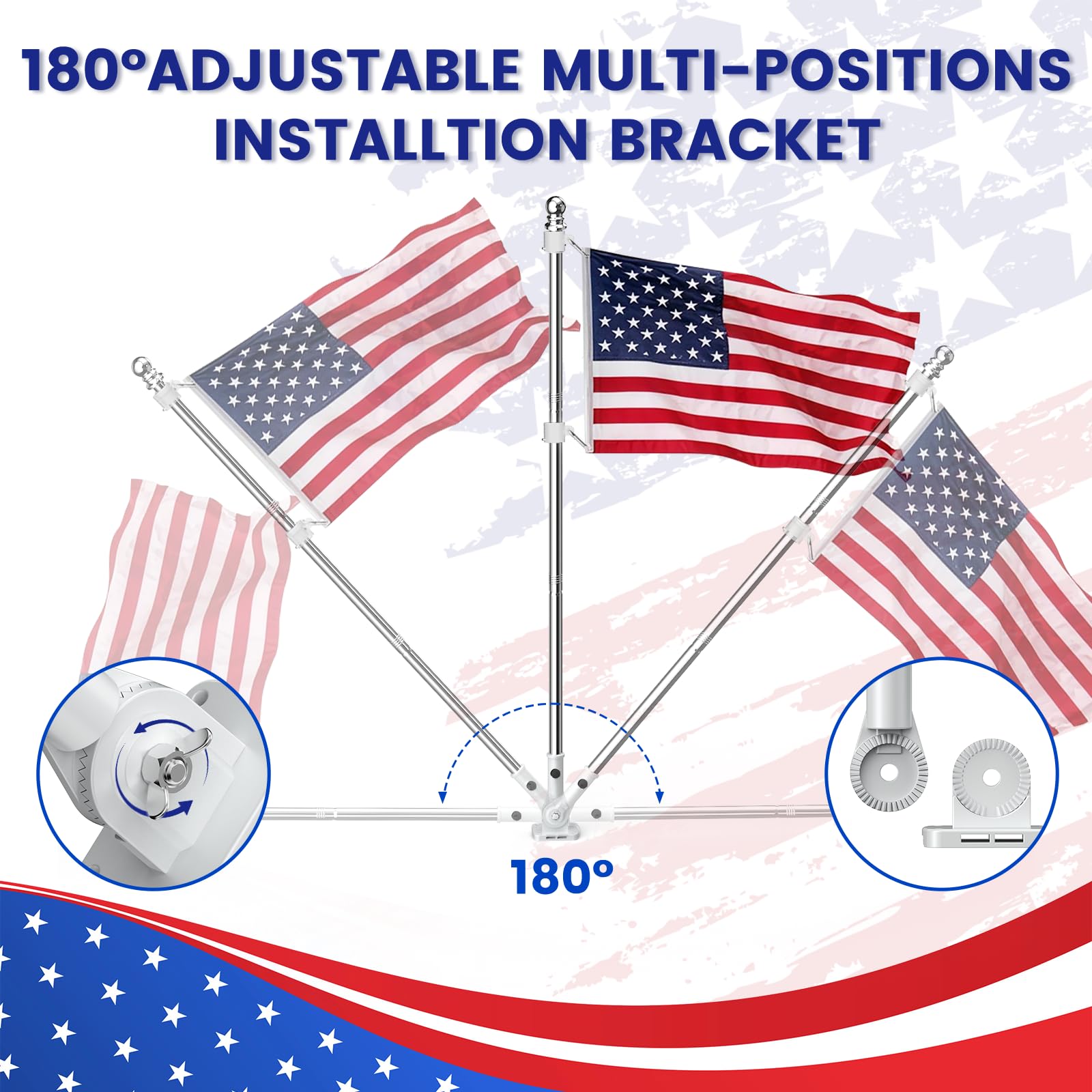 ZHULI flag pole kit with American flag displayed