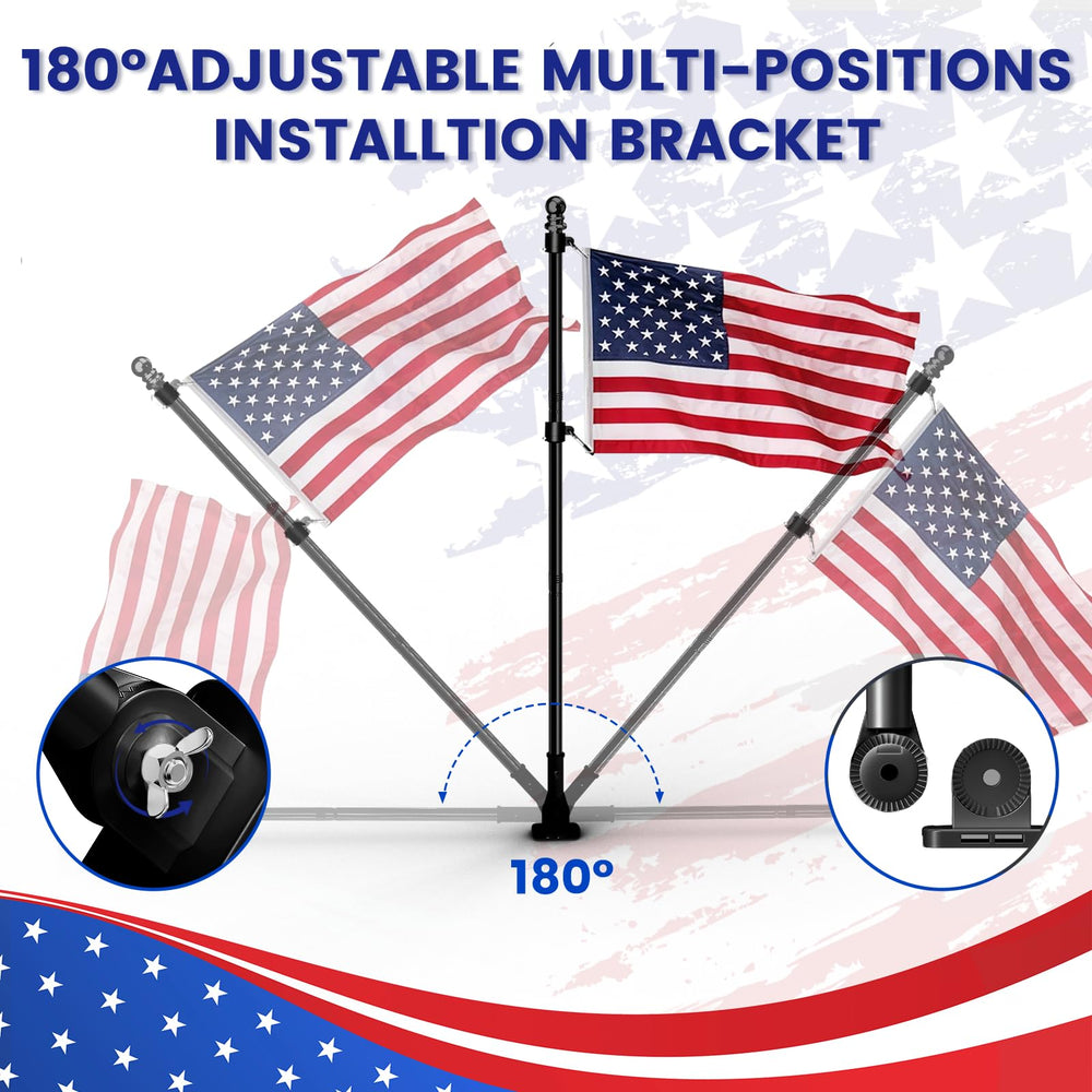 ZHULI flag pole mounted on a wall with American flag